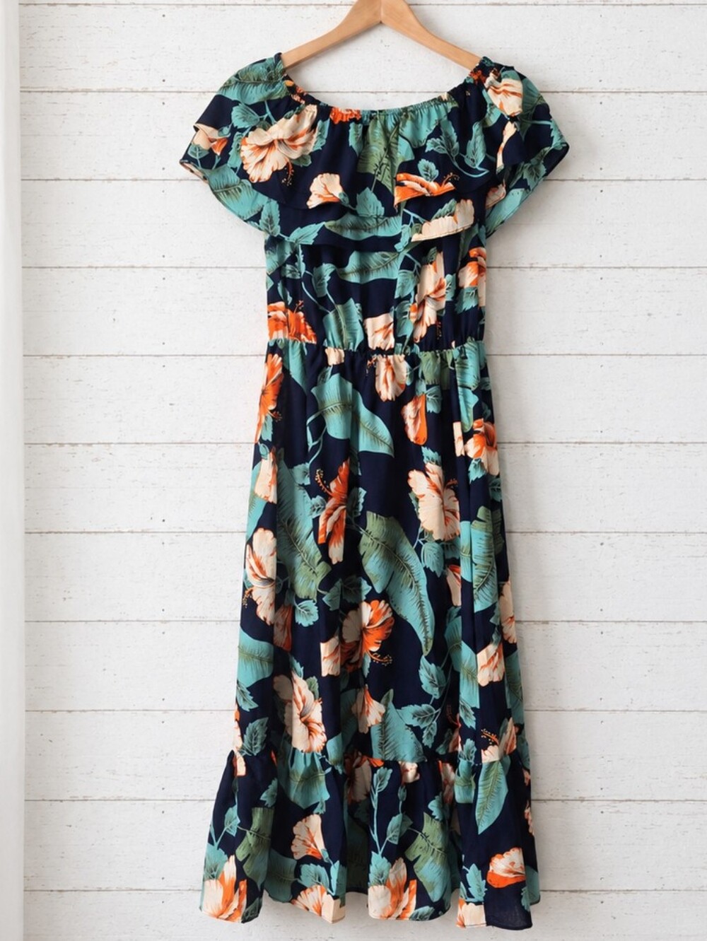 KRL Floral Navy Off The Shpulder Maxi Dress